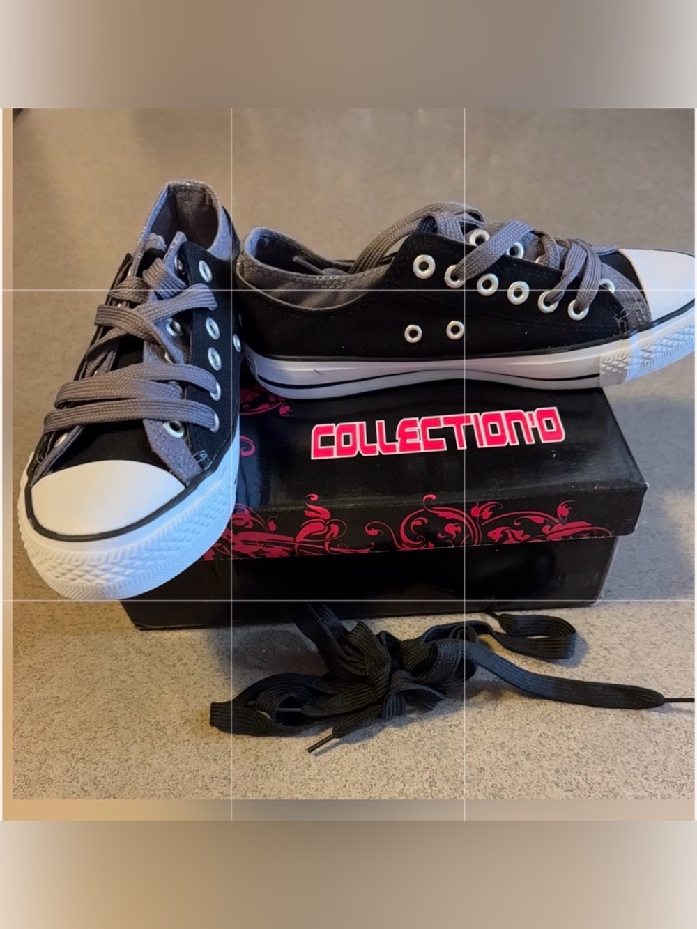 Classic Low-Top Canvas Sneakers in Black and Gray